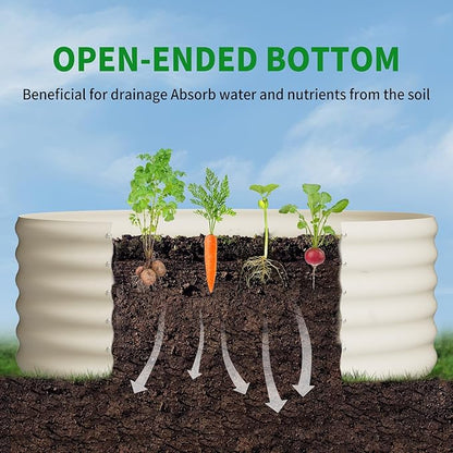 DDK Galvanized Raised Garden Bed, Round Outdoor Planter Bed, 4x4x1.5ft Metal Planter Box for Gardening and Planting,MW