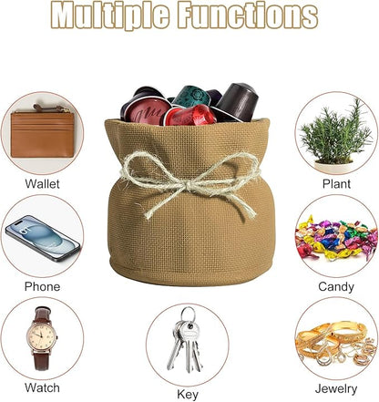 Succulent Pots Flower Pots for Indoor Plants Cute Plant Pots Candy Bowl for Office Key Holder Bowl Farmhouse Table Decor (Linen)