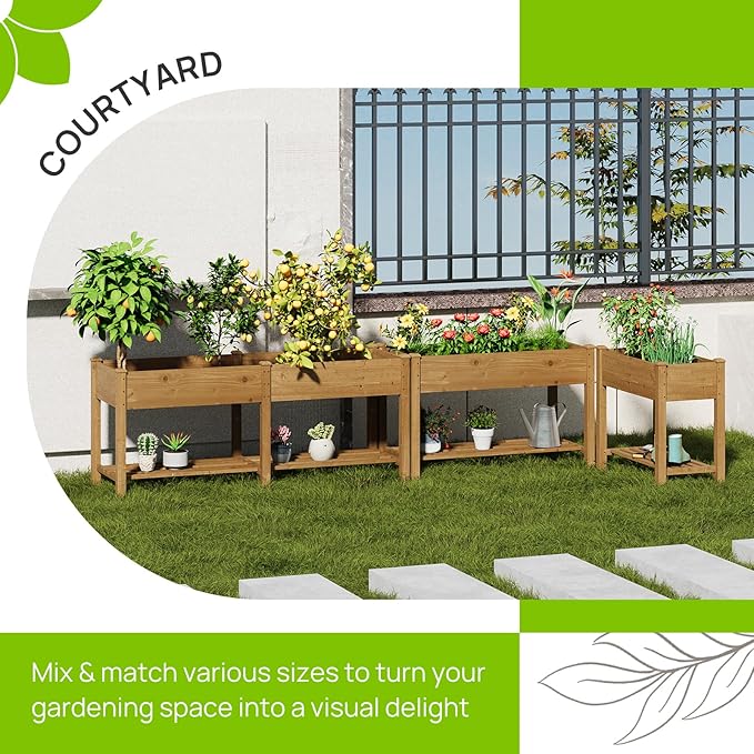 Raised Garden Bed with Legs Wood Elevated Planter Box Gardening Outdoor Planter Box Patio Kit Planting Bed for Vegetables Flowers Herbs Outdoor for Patio Balcony Backyard 72x24x30.7in(Brown, Large)