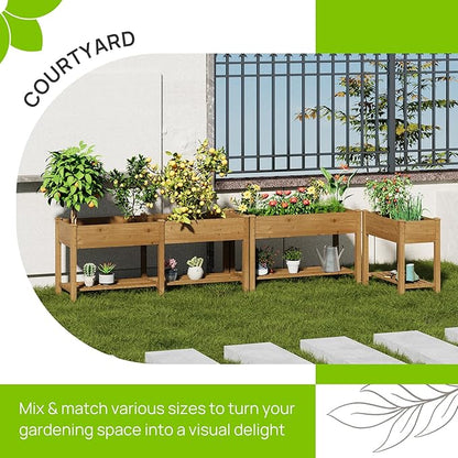 Raised Garden Bed with Legs Wood Elevated Planter Box Gardening Outdoor Planter Box Patio Kit Planting Bed for Vegetables Flowers Herbs Outdoor for Patio Balcony Backyard 72x24x30.7in(Brown, Large)