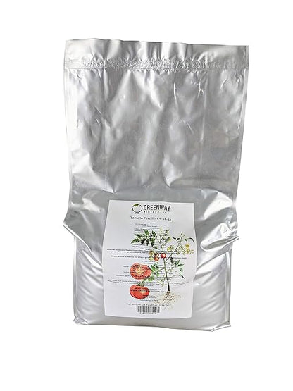 Greenway Biotech, Inc. Tomato Fertilizer 4-18-38 Powder - Water Soluble with Chelated Micronutrients for Tomatoes Peppers Eggplant - Bigger Fruit Better Flavor - Hydroponics or Soil - 25 LB