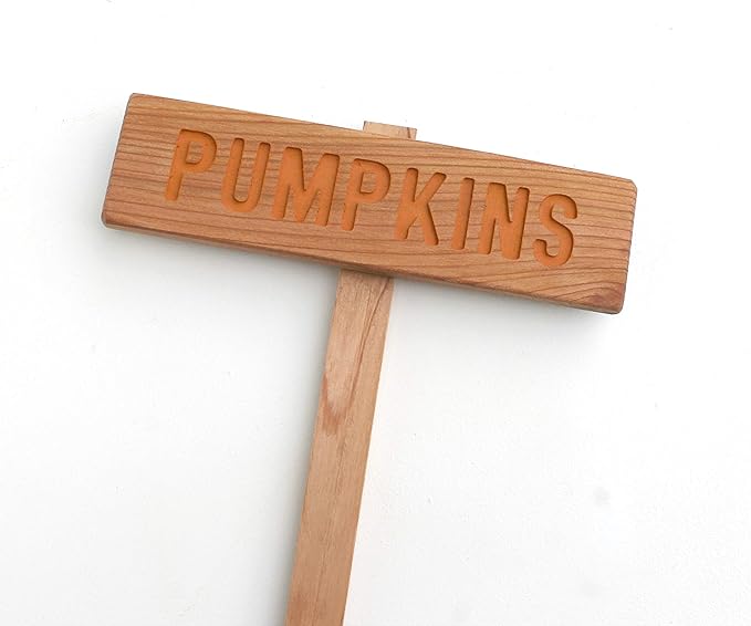 PUMPKINS Garden Sign, Halloween Garden Sign, Painted & Oil Sealed Cedar Wood: Hand Routed, Vegetable Plant Garden Marker, Personalized Sign