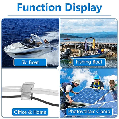 100 Pcs Stainless Steel Cable Cord S Clips Solar Panel Cables Photovoltaic Double Wire Trailer Wire Clips for PV Wiring Boat Frame Management Clip, 0.2 Inch to 0.3 Inch in Rope Capacity, Silver