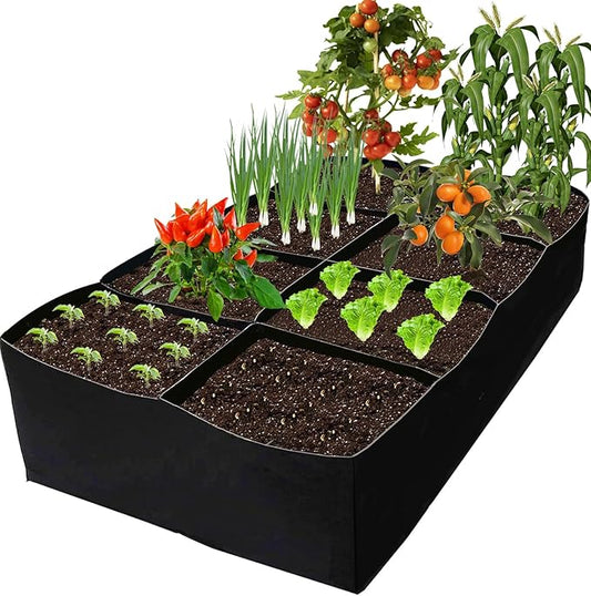 Fabric Raised Garden Bed, Grow Bags to Vegetable Herbs Flowers, 128 Gallon Fabric Plant Pots Indoor Outdoor, 6x3x1ft