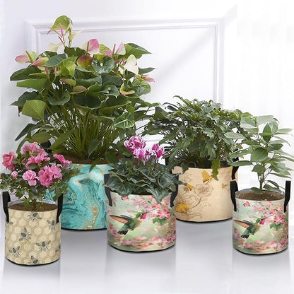 7 Gallon Hummingbird Foraging Flowers Butterfly Grow Bag Heavy Duty Thickened Plant Pot Containers with Handles for Potato Tomato Flowers Fruits Vegetables