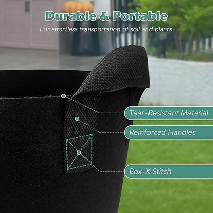 5-Pack 30 Gallons Grow Bags - Heavy Duty 300G Thickened Aeration Nonwoven Fabric Pots with Handles - Ideal Cloth Pots for Plants - Planters Accessories, Garden Vegetables Supplies