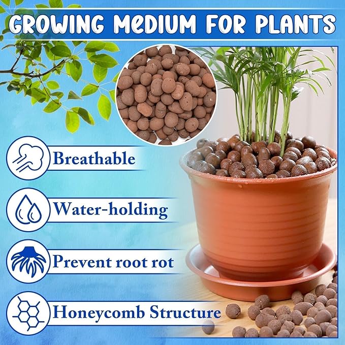 ZeeDix 2LBS Expanded Clay Pebbles for Hydroponics - pH Neutral Hydro Balls 4mm-16mm Lightweight Leca Clay Pebbles for Plants Drainage Aggregate, Aquaponics, Indoor Gardening & Succulents