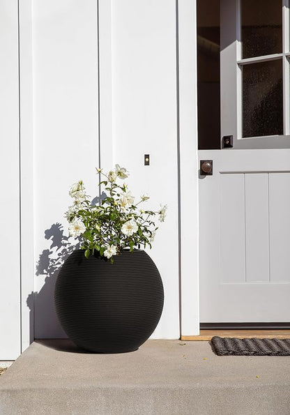 Veradek Strata Series Sphere Round Planter for Patio & Backyard | Durable Plastic-Stone Material | Modern Décor for Tall Trees and Plants