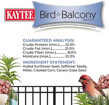 Kaytee Bird & Balcony Wild Bird Food No Mess Seed Blend for City Dwelling Birds Like Finches, Sparrows, Mourning Doves and More, 5 lb