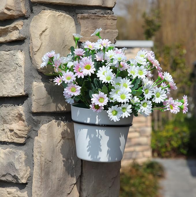 3 Set Hanging Planters Self Watering Plant Hangers for Indoor Outdoor Plants 6.3 Inch Wall Amount Flower Pots Basket with Drainage Hole DIY Room Patio Yard Decor(White)
