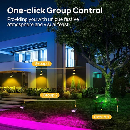 Linkind Smart Solar Lights Outdoor SL5 with Motion Sensor, APP Control Cool/Warm White/Color Changing Solar Spot Lights Outdoor, IP65 Landscape Lighting for Yard, Garden, Path(6 Pack)