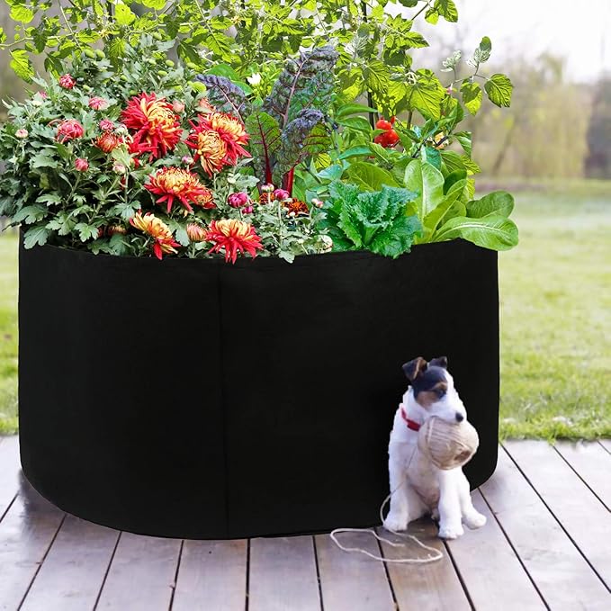 Firlar 2 Pack Raised Garden Bed, Fabric Raised Planting Bed, 100 Gallon Breathable Garden Grow Bags Round Planter Box for Herb, Flowers and Vegetables, 38 x 20 inch