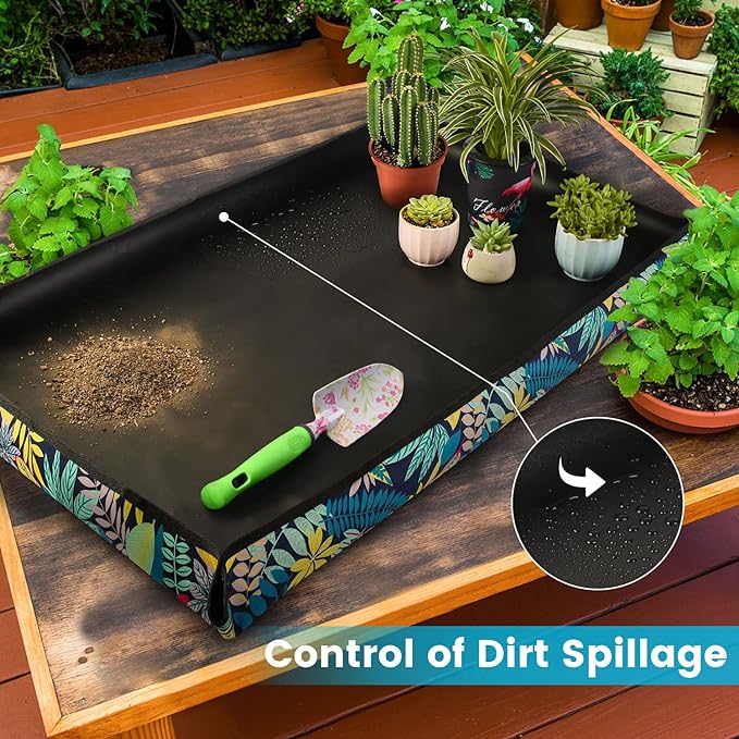Extra Large Repotting Mat for Indoor Plant Transplanting and Mess Control 43.5"x 29.5" Thick Waterproof Potting Mat Succulent Gardening Mat Portable Foldable Potting Tray Unique Gifts for Plant Lovers