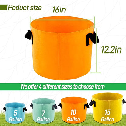 10-Gallon Fabric Grow Bags (7 Pack of Mix Colors) with Handles for Potato Tomato Flower and Vegetables
