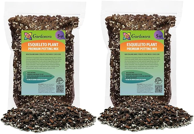 GARDENERA Monstera Esqueleto Planting Mix - Promotes Steady Growth and Healthy Leaves - 10 Quart (2 Bags of 5 Quart)
