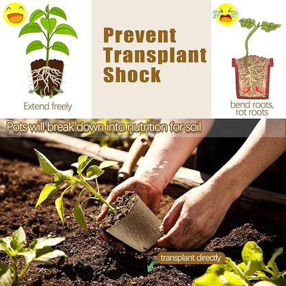REMIAWY Peat Pots, 34 Pack 3.15 Inch Biodegradable Planting Peat Pots for Seedlings, Garden Plant Seed Starter with Drainage Holes Seed Starting for Organic Vegetable Flower, Bonus 34 Plant Labels
