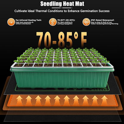 2 Set 120-Cell Seed Starter Kit with Seedling Heat Mat, Self-Watering Seed Starter Tray with Adjustable Brightness Timed Grow Light Humidity Domes, Indoor Seedling Starter Tray Plant Germination Kit