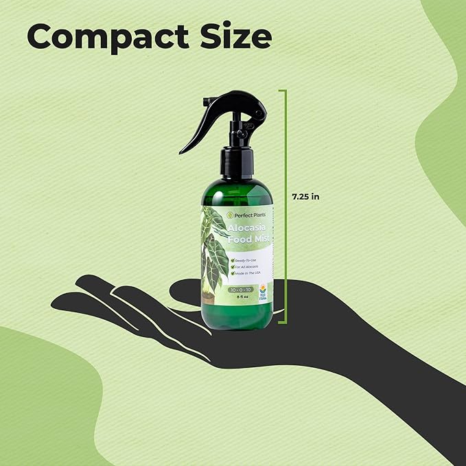 Alocasia Food Mist by Perfect Plants | Spray Plant Fertilizer Liquid for Indoor Houseplants | Nutrient Rich Foliage Booster (8 fl oz)