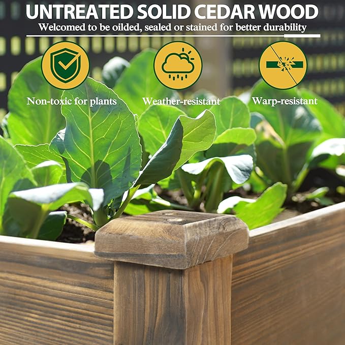 MUPATER 48 x 24 x 30in Raised Garden Bed, Wood Elevated Planter Box with Legs, Outdoor Raised Beds for Gardening, Backyard, Patio and Balcony, Rustic