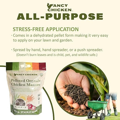 All-Purpose Manure - 15lbs Pelleted Dried Organic Chicken Manure | All-Natural Plant Food | Ideal for Vegetables Plants Fruits Trees Lawn Gardening & Farming | USDA Organic