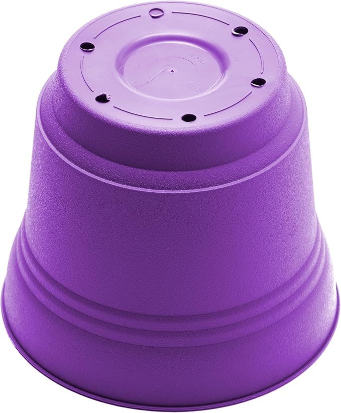 Bloem Saturn 12" Royal Lilac Round Resin Planter Pot with Snap-in Saucer for Indoor and Outdoor Gardening