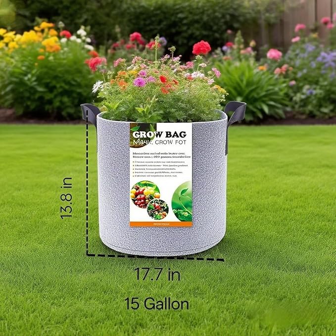Grow Bags,Gallon Pot,Gallon Grow Bag,Fabric Plant Vegetable Pots,15-35 Gallon Nursery Pots,Deep Plant Pot, Gallon Grow Bags with Handles,3pcs (15 Gallon)