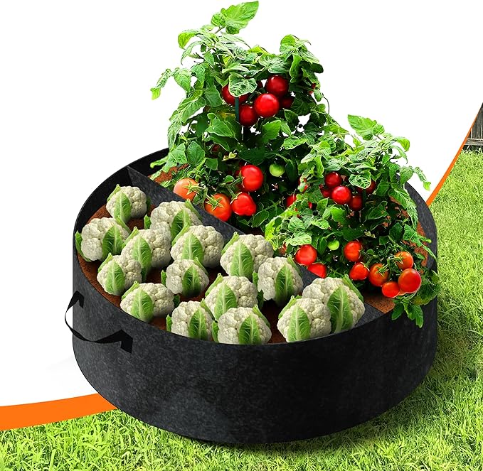 50 Gallon Grow Bags- 3x1ft Fabric Raised Garden Beds for Outdoor, Use for Herbs Breathable & Sturdy Planter Box, Round Plant Growing Container Raised Flower Bed