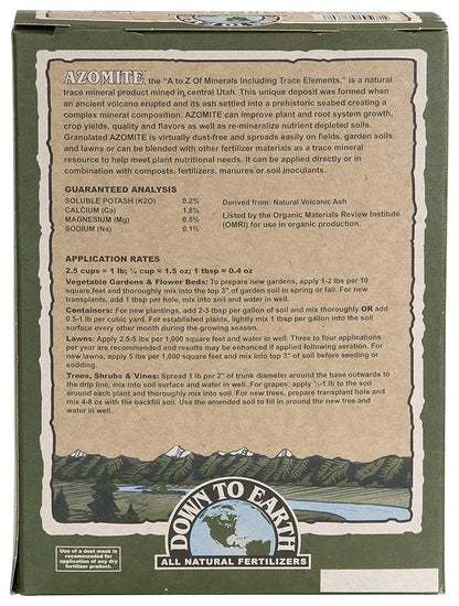Down To Earth All Natural Fertilizers Organic Azomite Granulated Trace Minerals - Essential Minerals for Improving Plant Growth 0-0-0.2, 5lb