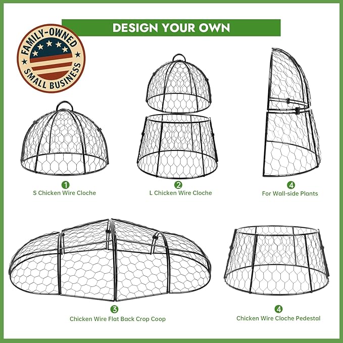 Decoroca 6 PCS Garden Cloches for Plants - Chicken Wire Plant Protectors from Animals, Outdoor Plant Cages to Keep Squirrels, Rabbits & Birds Out of Vegetable - DIY in 5 Forms - Sturdy Anti-Rust Dome