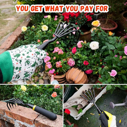 Stainless Steel Hand Cultivator - Garden Rake: Great for Heavy - Duty Soil Loosening, Planting and Weed Removal
