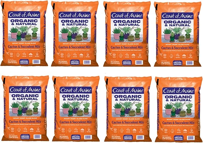 Coast of Maine Mount Desert Island Blend, 8qt (Pack of 8) Organic and Natural, Cactus and Succulent Mix - Tropical Palms and Citrus Plants