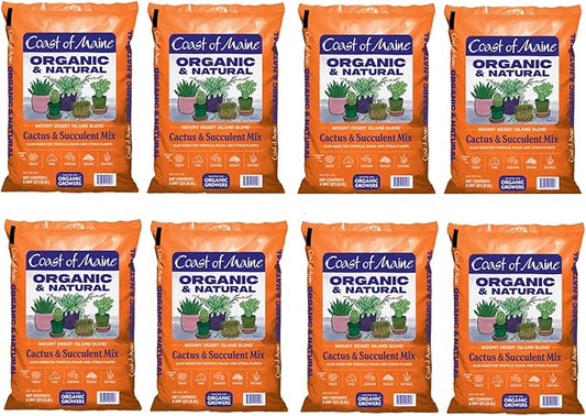 Coast of Maine Mount Desert Island Blend, 8qt (Pack of 8) Organic and Natural, Cactus and Succulent Mix - Tropical Palms and Citrus Plants
