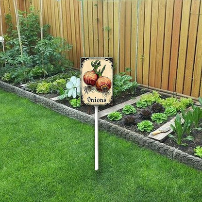 Uptell Vegetable Garden Onions Yard Sign Label With Stake Plant Markers For Outdoor Plants Waterproof 8x12inch Nursery Garden Outdoor Sign