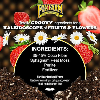 FoxFarm Strawberry Fields Fruiting & Flowering Potting Soil, 1.5 Cu.ft (Pack of 2) - Use to Increase Blooms, Fruits, and Berries - Made for Stages of Plants