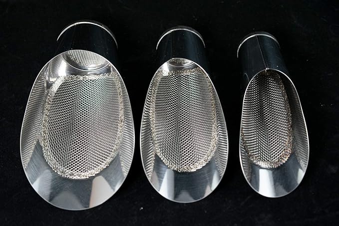 3 Pcs Set Japanese Stainless Bonsai Soil Scoop w/Mesh - Potting & Mixing Tool (U-4)