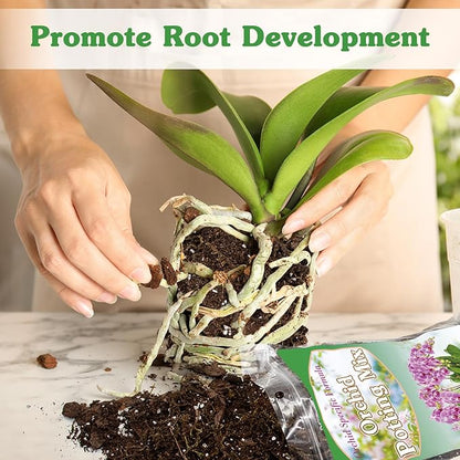 Orchid Potting Mix for Repotting, Mixture of Moss Pine Bark Coco Peat and Perlite, Orchid Bark Potting Mix, Good Drainage - 1QT