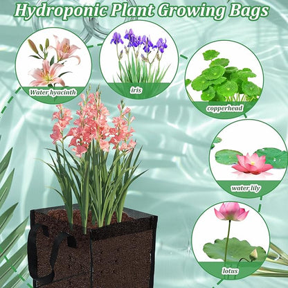 6PCS Mesh Aquatic Pond Plant Baskets, 2 Gallon Large Pond Planting Bags Reusable Aquatics Planter Pot Water Lily Growing Container with Handles for Lotus Bog Plant Garden Terrestrial Plants, 7.9"