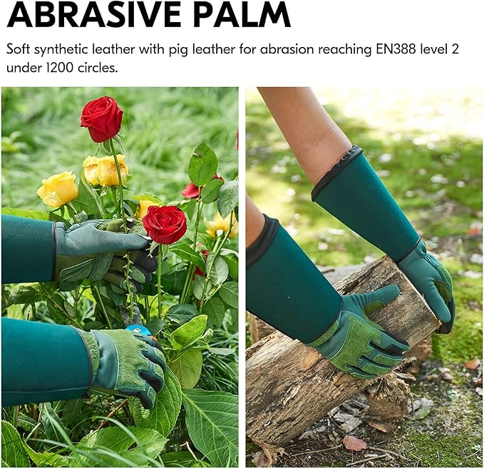Vgo... 1 Pair Gardening Gloves Unses,Safety Work Gloves,Long Sleeves Gauntlet,Puncture-proof,Thorn Proof,Touchscreen(Size S,Green,SL7477)