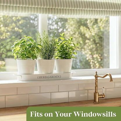 PERFNIQUE Indoor Herb Garden, Herb Planter for Indoor/Outdoor, Farmhouse Plant Pots, Windowsill Herb Garden with Tray(Planter only) Window Pots