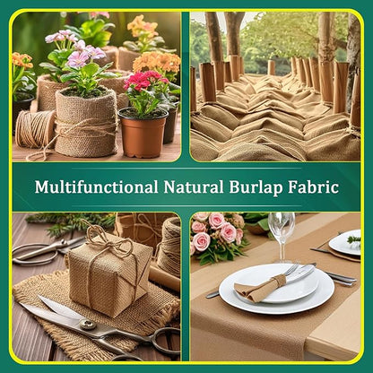 Burlap for Gardening 40" x 15 Feet - Multipurpose Natural Burlap Fabric - High Density Jute Fiber Suitable for Weed Barrier, Frost Guard for Gardening, Home Decorations and Crafts