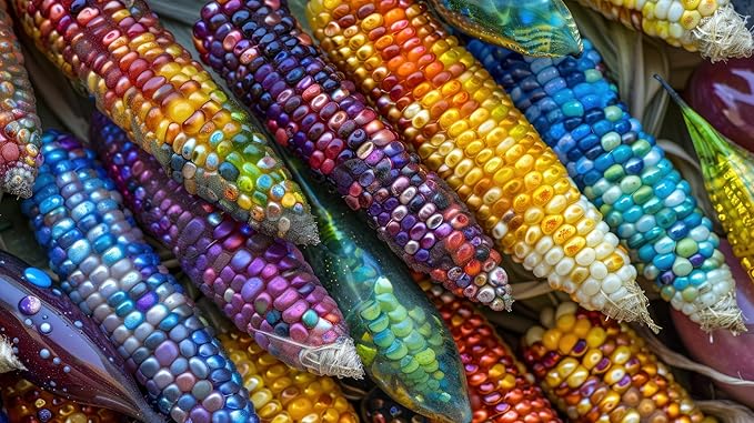 Glass Gem Indian Corn Seeds – 125+ Non-GMO Seeds – Vibrant Multi-Colored Translucent Kernels – Heirloom Variety – Ideal for Gardening, Decor & Crafts