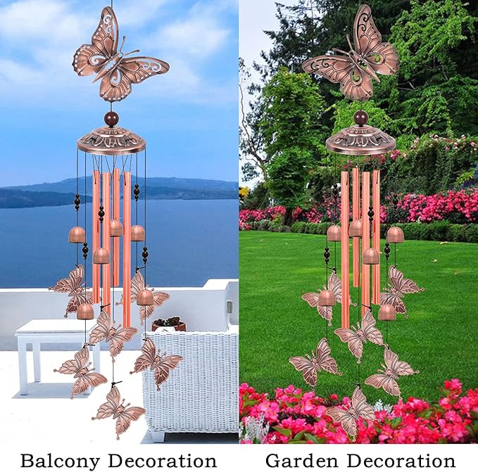 Solawindchime Outdoor Butterfly Wind Chimes, Butterfly Memorial Wind Chimes, Gift Wind Chime, Butterfly Wind Bell, Gifts for Women, for Home, Garden, Indoor, Outdoor Decoration, Garden Wind Chime