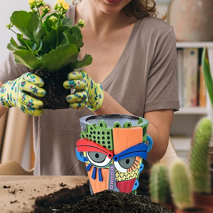 Abstract Face Planter Pots for Plants,Hand-Painted Colorful Flower Pots with Drainage, Indoor Outdoor Garden Decor Gift(Modern,Small)