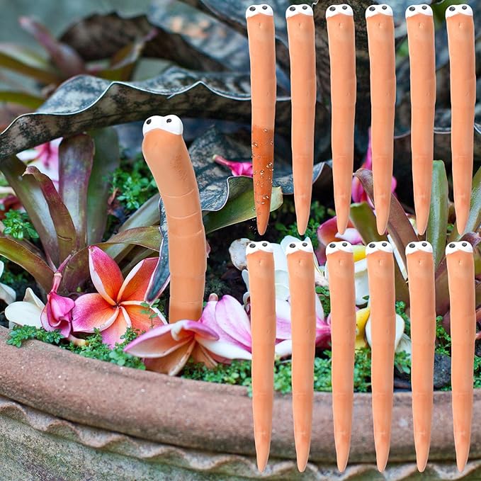 12 Pcs Water Sensor Ceramic Worm The Potting Shed Worm Water Sensor Plant Decoration Moisture Monitor Gardening Houseplant Humidity Meter Fun Gardening Gift for Your Potted Plant (6 Inch)