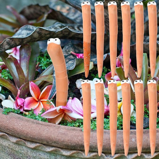 12 Pcs Water Sensor Ceramic Worm The Potting Shed Worm Water Sensor Plant Decoration Moisture Monitor Gardening Houseplant Humidity Meter Fun Gardening Gift for Your Potted Plant (6 Inch)