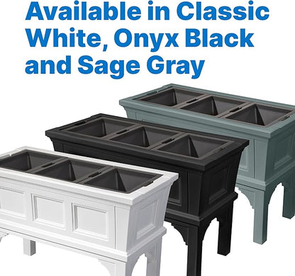 Step2 Atherton Raised Planter Box, Large Planters for Outdoor Plants, Gardening and Flower Pot for Patio or Porch, Easy Drainage, Durable Plastic, White