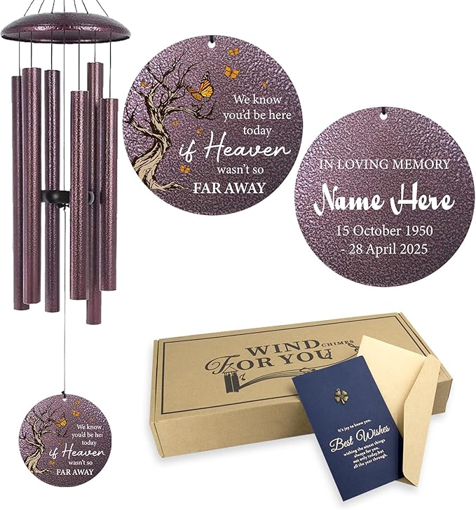 Cardinal Sympathy Wind Chimes Personalized, Windchimes in Memory of a Loved One/Mother, Sympathy Gifts Wind Chimes for Funeral Bereavement Condolences, Memorial Wind Chime, Produced in USA