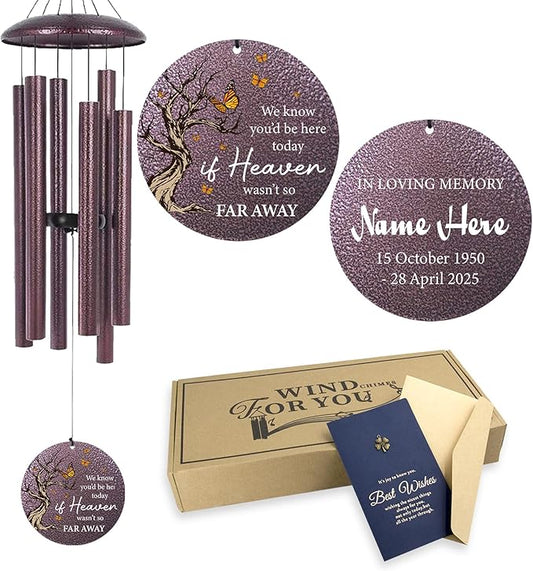 Cardinal Sympathy Wind Chimes Personalized, Windchimes in Memory of a Loved One/Mother, Sympathy Gifts Wind Chimes for Funeral Bereavement Condolences, Memorial Wind Chime, Produced in USA