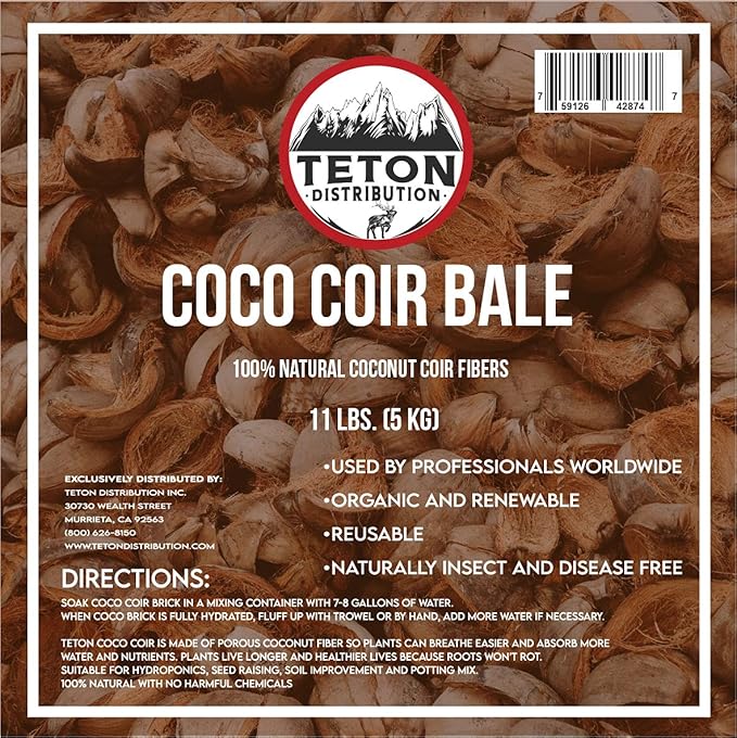 11 LBS of Coco Coir Potting Soil for Indoor Plants and Outdoor Plants. The Most Natural Coco Coir Bricks Available! The Coconut Coir Potting Mix is Great for Microgreens Growing Kit.