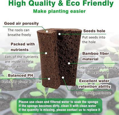50 Pack Grow Sponges, Large Seed Pods Replacement Sponges, General Hydroponics Rapid Rooter Plugs for Indoor and Outdoor Soil Garden, Seed Germination, Plant Rooting, Vegetable Cultivation